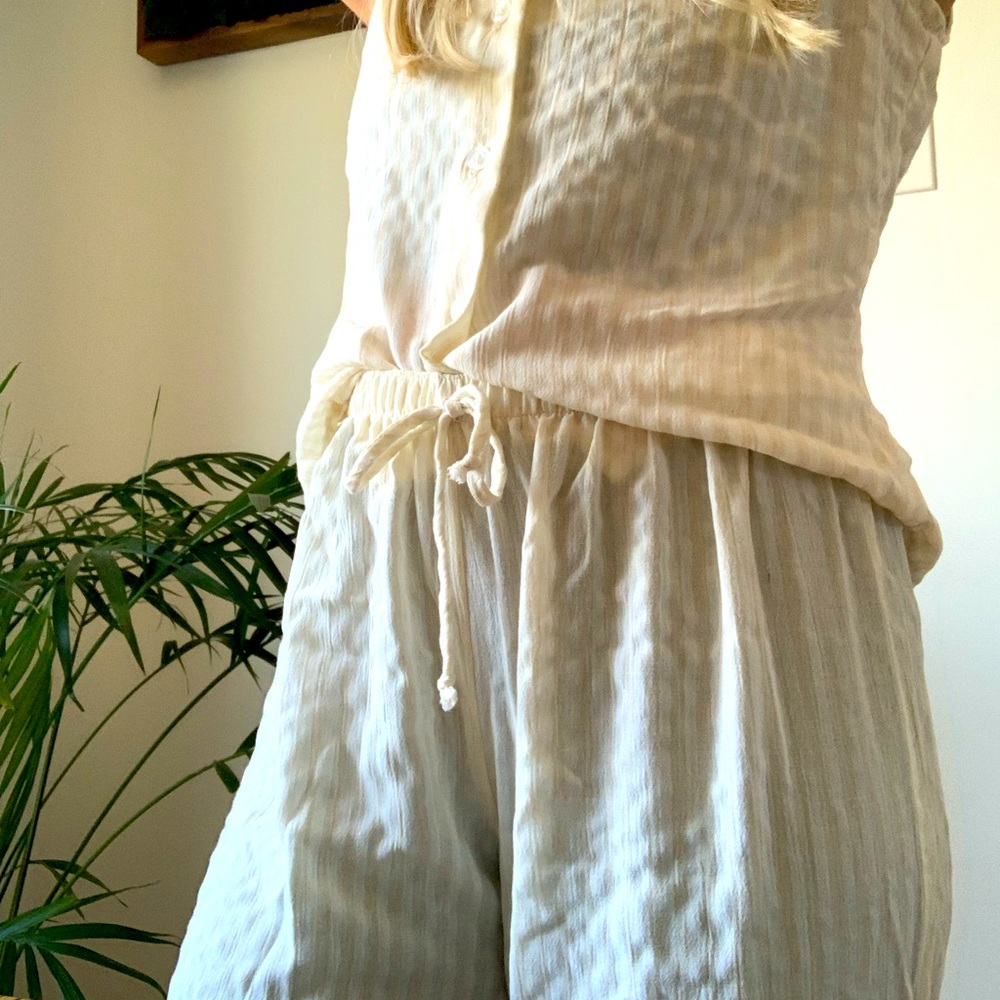 Vintage le garage outfit size medium cream and white stripes